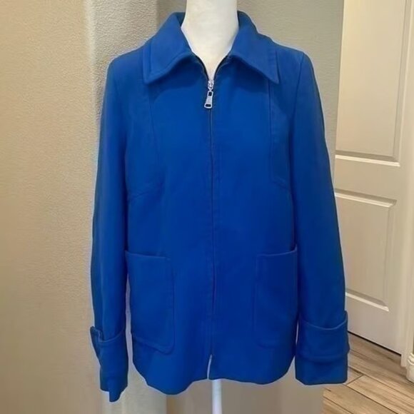 Zara Royal Blue Blazer Zipper Jacket Woman’s Size Medium - Picture 1 of 4